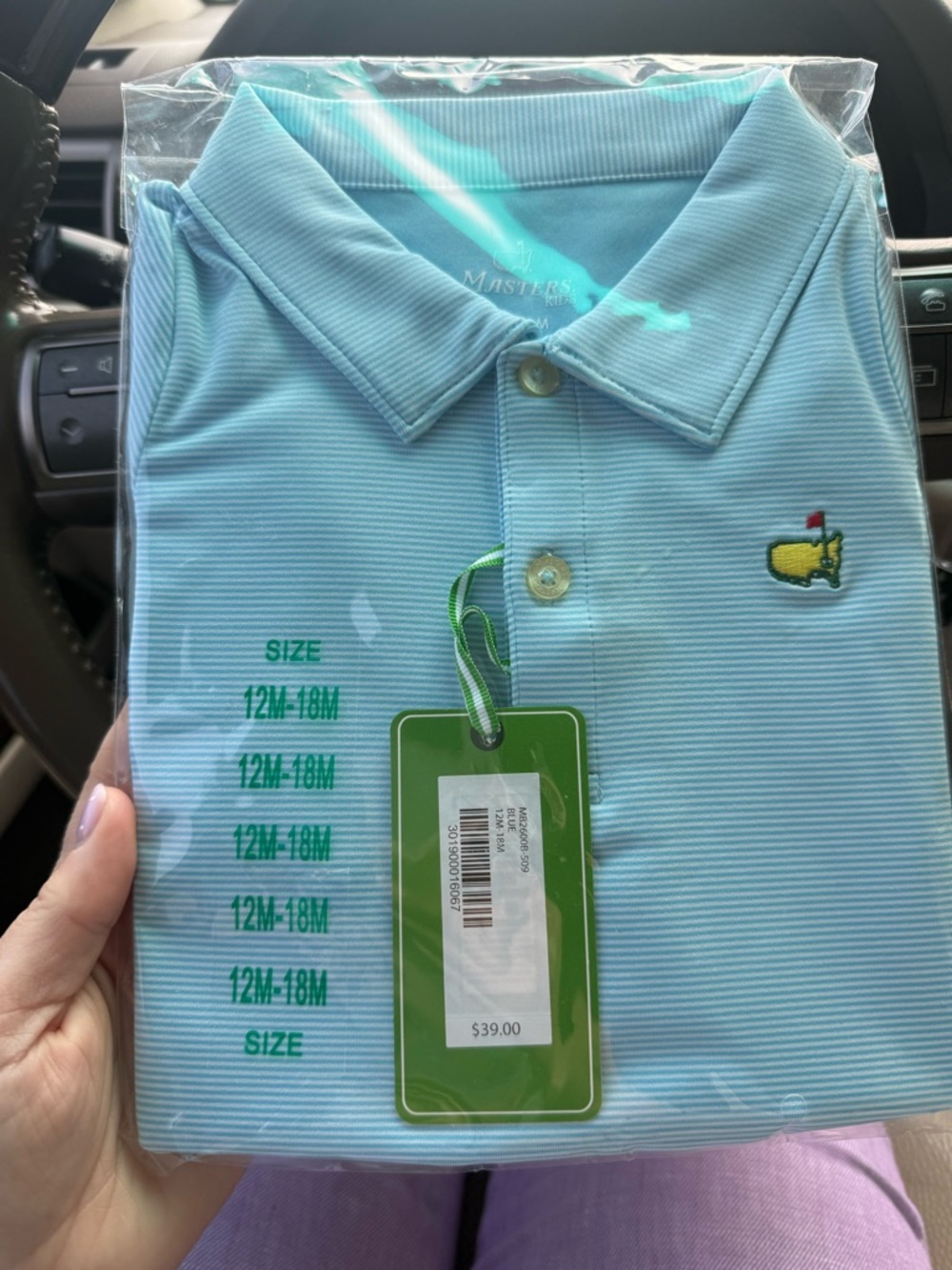 Masters Light Blue Baby Polo with Yellow Logo Detail